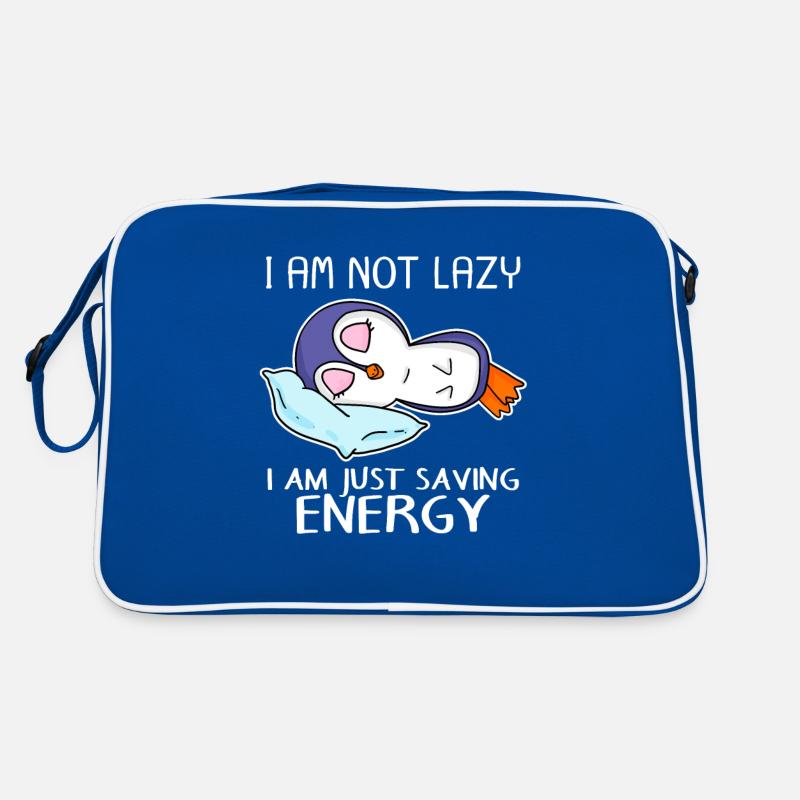 Lustiger Pinguin Spruch Faul lustig Geschenkidee Retro Tasche