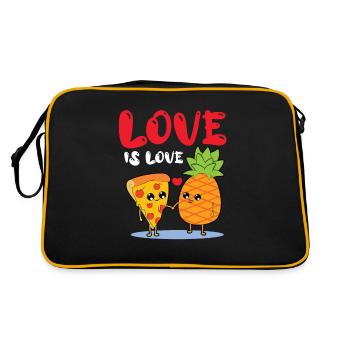 Love Is Love - Hawaiian Pizza Love - Pizza à l'ananas - Sac Retro - noir/or - Dos