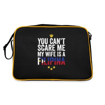 Kann mich nicht erschrecken Frau ist Filipina Philippinen Pinoy - Retro Tasche - Schwarz/Gold - Hinten