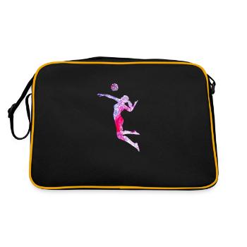 Voleyball pink - Retro Tasche - Schwarz/Gold - Hinten