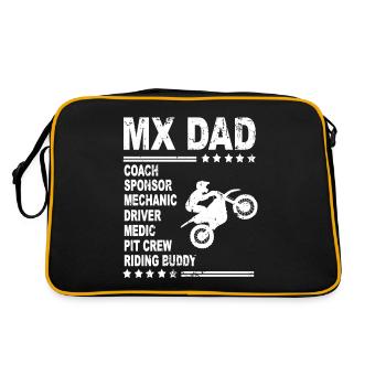 MX DAD Motocross Supercross Dirtbike Papa Gift - Retro Bag - black/gold - Back