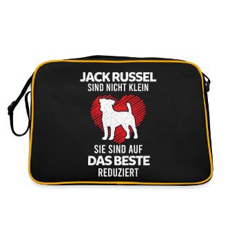 Jack Russell Terrier Hund Hundeliebhaber Lustige S - Retro Tasche - Schwarz/Gold - Hinten