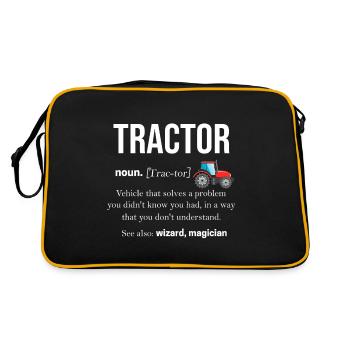 Tractor Agriculture Farmer Trekker Field - Retro Bag - black/gold - Back