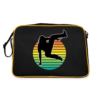Retro parkour freerunning parkour runner silhouette - Retro Bag - black/gold - Back