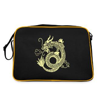 chinesischer Drache - Retro Tasche - Schwarz/Gold - Hinten