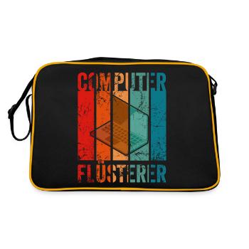 Vintage Computer Flüsterer - Retro Tasche - Schwarz/Gold - Hinten