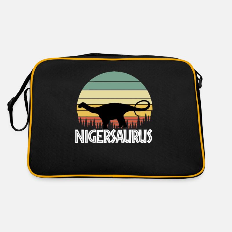 nigersaurus. Gift for dinosaur lover - Retro Tasche - Schwarz/Gold