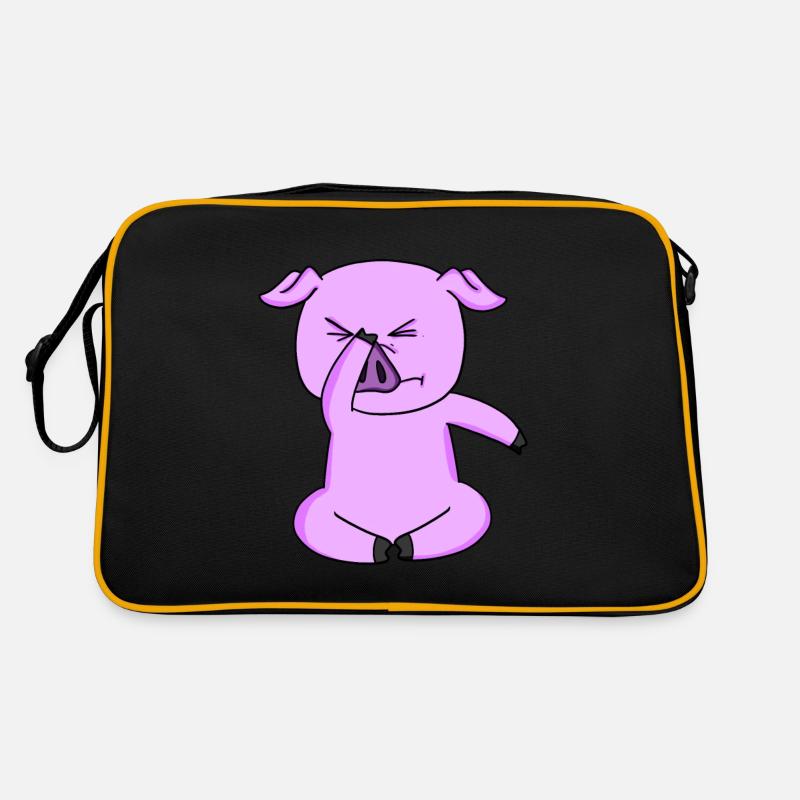 Cochon drôle - Sac Retro - noir/or