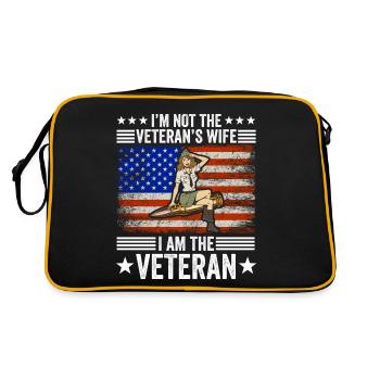 Veteran Mädchen Armee Militär Soldat Marine Gesche - Retro Tasche - Schwarz/Gold - Hinten