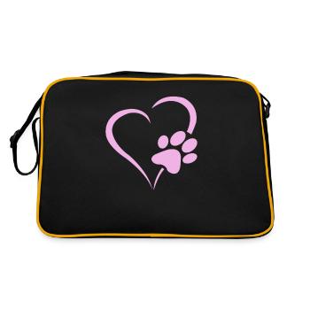 Hunde Pfoten Herz Welpen Pfoten Geschenk - Retro Tasche - Schwarz/Gold - Hinten