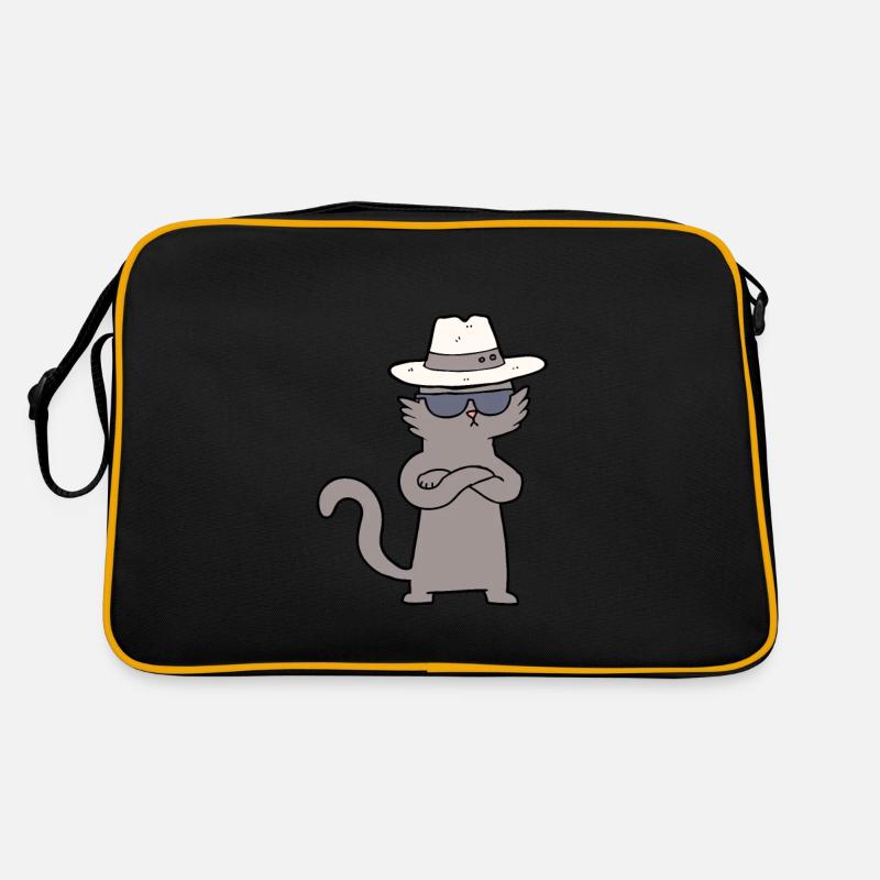 Coole Katze Chartoon Charakter Junge Mädchen Kind Retro Tasche