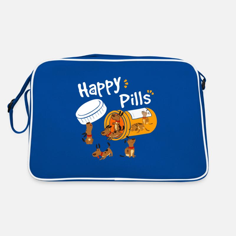Conception de chien avec motif de chien "Happy Pills" Sac Retro