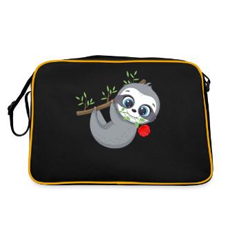 Valentine's day gift sloth with rose - Retro Bag - black/gold - Back