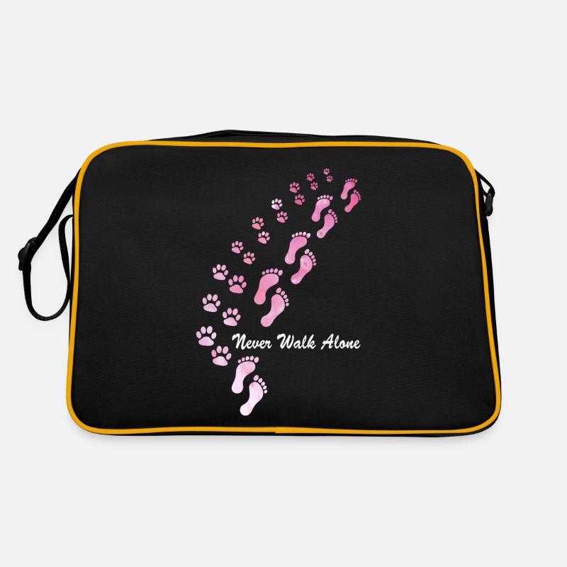Hunde Design mit “ Never Walk Alone “ Hunde Motiv Retro Tasche