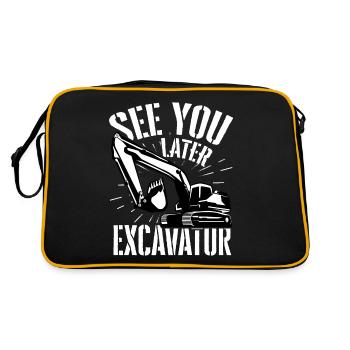 Excavator road construction - Retro Bag - black/gold - Back