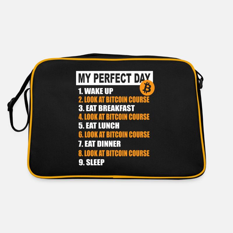 My Perfect Day Bitcoin - Kryptowährung Tagesplan Retro Tasche