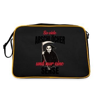 So Viele Arschlöcher Und Nur Eine Sense! Geschenk - Retro Tasche - Schwarz/Gold - Hinten