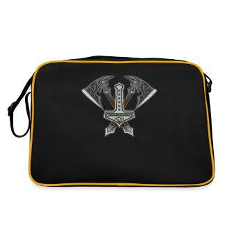Mjolnir Thor Hammer Viking Norse Cosmology Runes - Retro Bag - black/gold - Back