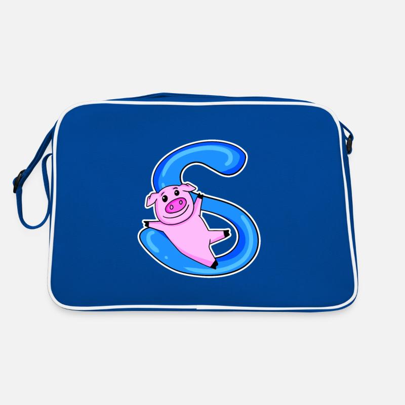 Schwein Buchstabe S Retro Tasche