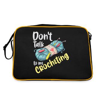 Dont talk to me crocheting Nicht Reden Häkeln Fun - Retro Tasche - Schwarz/Gold - Hinten