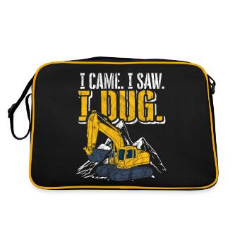 Excavator construction work road construction dredging work - Retro Bag - black/gold - Back