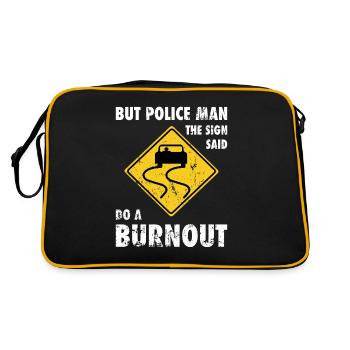Police signe de la circulation voiture blague d'épuisement - Sac Retro - noir/or - Dos