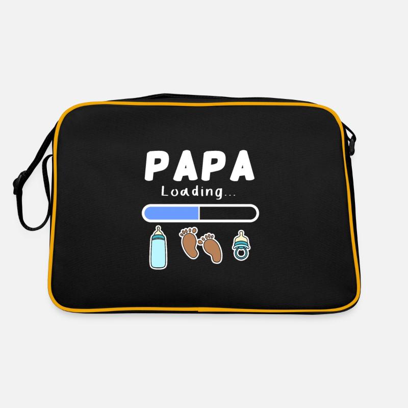 werdender Vater - Papa wird geladen - Retro Tasche - Schwarz/Gold