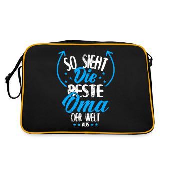 Beste Oma - Oma ist die Beste - Retro Tasche - Schwarz/Gold - Hinten