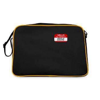 Bonjour, je m'appelle Steve | Plaque signalétique - Sac Retro - noir/or - Dos