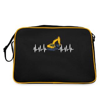 Excavator construction work road construction dredging work - Retro Bag - black/gold - Back