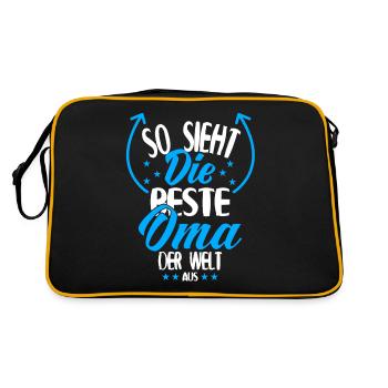 Beste Oma - Oma ist die Beste - Retro Tasche - Schwarz/Gold - Hinten