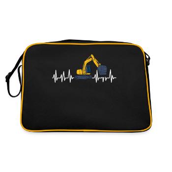 Excavator construction machinery excavator construction site wheel loader - Retro Bag - black/gold - Back