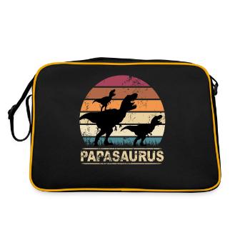 Papasaurus Dinosaure Enfants Dinos Cadeau - Sac Retro - noir/or - Dos