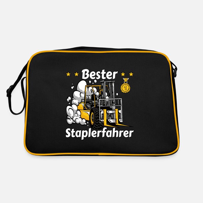 Staplerfahrer Geschenk Lagerist Lagerarbeiter - Retro Tasche - Schwarz/Gold