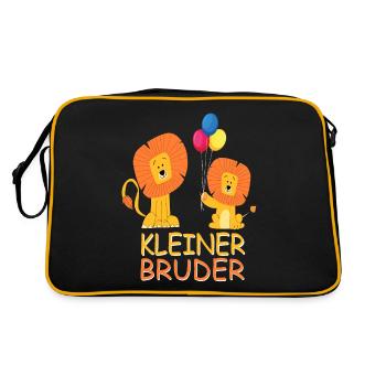 Kleiner Bruder - Löwenkopf Löwen Brüder - Retro Tasche - Schwarz/Gold - Hinten