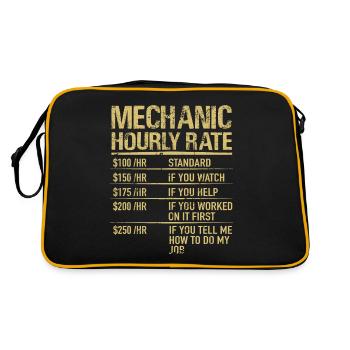 Mechanic Hourly Rate cadeau de mécanicien automobile - Sac Retro - noir/or - Dos