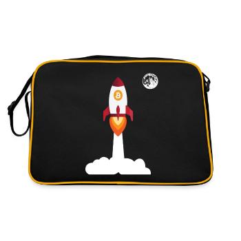 Bitcoin Rocket Moon - Cryptocurrency Bitcoins - Retro Bag - black/gold - Back