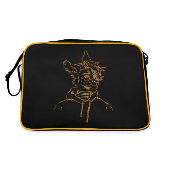 Proud Furry Line art orange with blue - Retro Bag - black/gold - Back
