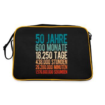 50. Geburtstag 50er 50 Jahre fünfzig Geschenkidee - Retro Tasche - Schwarz/Gold - Hinten