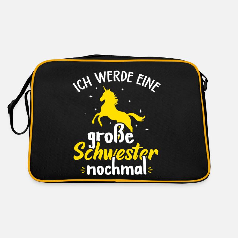 Ich werde eine große Schwester nochmal - Retro Tasche - Schwarz/Gold