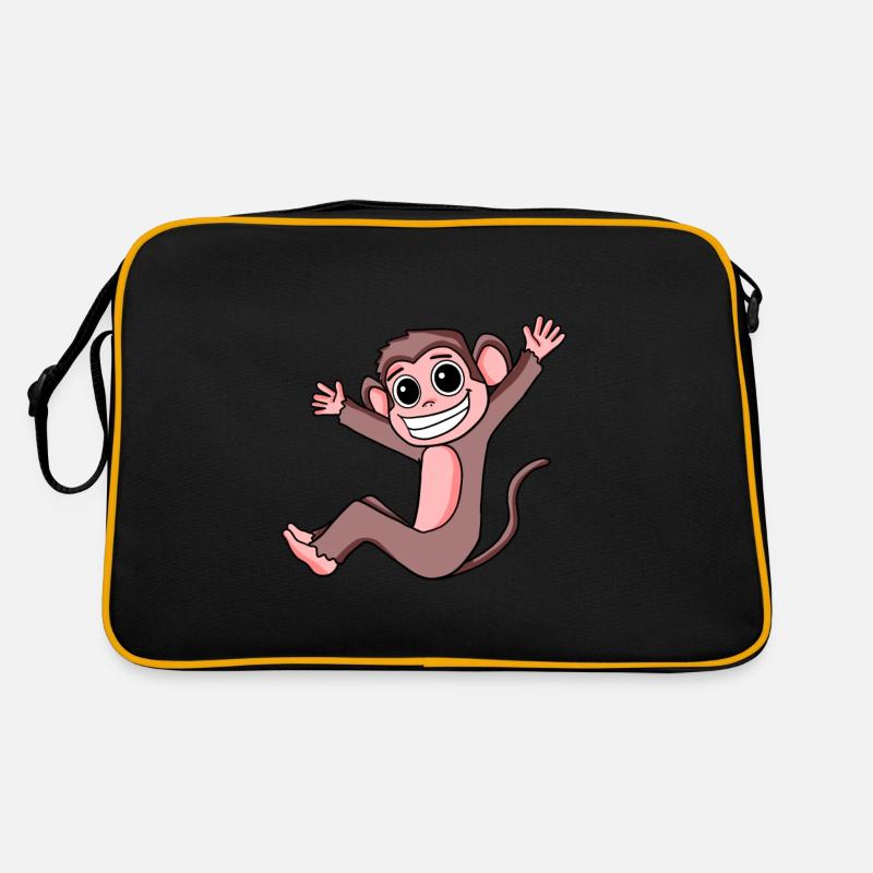 Affe - Retro Tasche - Schwarz/Gold