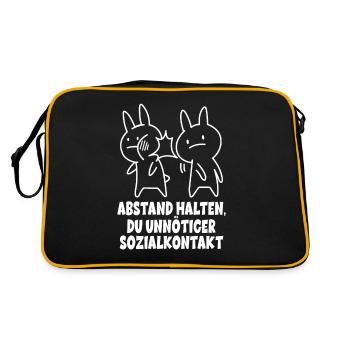 Abstand halten Du Unnötiger Sozialkontakt - Retro Tasche - Schwarz/Gold - Hinten