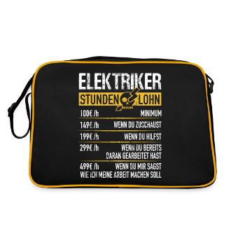 Electrician Hourly Wage - Electrician Gift Idea - Retro Bag - black/gold - Back