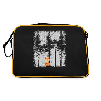Renard dans la forêt rétro modèle vintage arbre forêt Funny - Sac Retro - noir/or - Dos