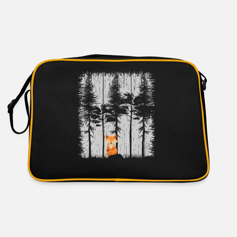 Fuchs im Wald Retro Muster Vintage Baum Wald Funny Retro Tasche