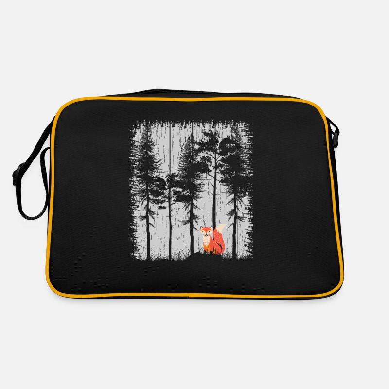 Fuchs im Wald Retro Muster Vintage Baum Wald Funny Retro Tasche