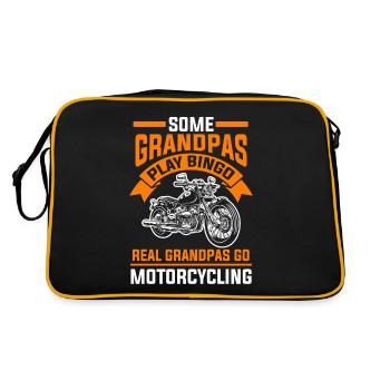 Motorrad Opa Biker - Retro Tasche - Schwarz/Gold - Hinten