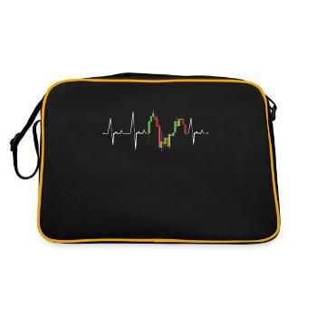 Heart Beat Day Trading Motif for Trader - Retro Bag - black/gold - Back
