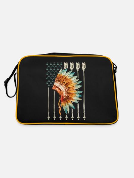 Cadeau de flèche d’indicateur américain indigène des ETATS-UNIS - Sac Retro - noir/or