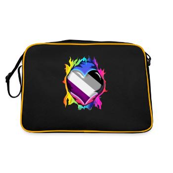 LGBTQ Pride Heart - Asexual - Retro Bag - black/gold - Back